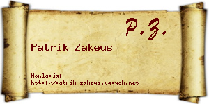 Patrik Zakeus névjegykártya